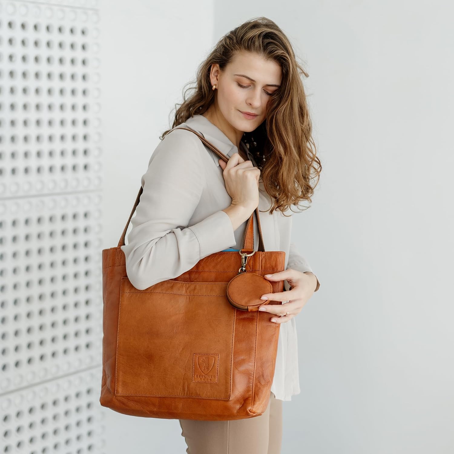 Grand Sac Cabas Femme Seville en Cuir Marron