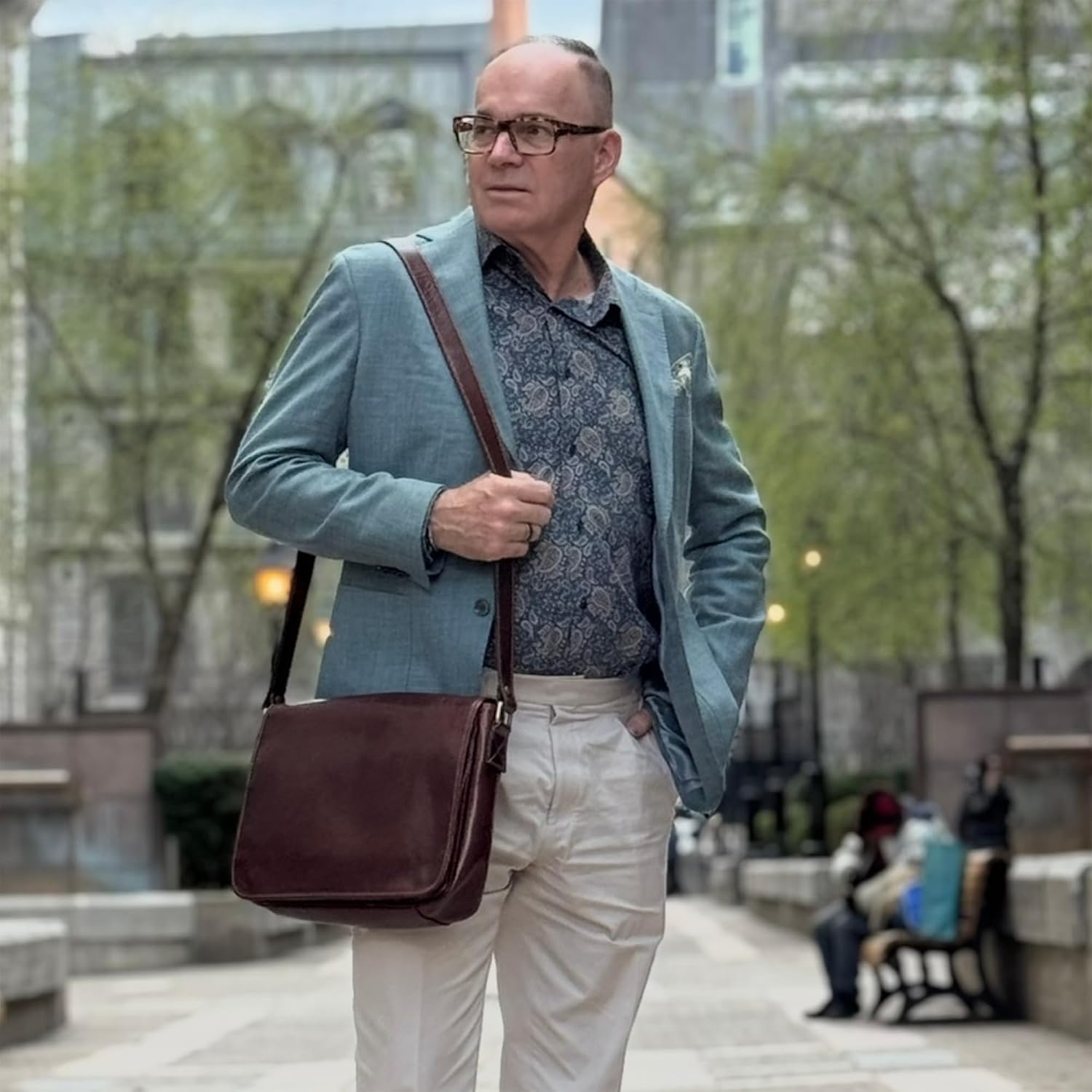 Sac à bandoulière en cuir pour homme, fait à la main, fabriqué en Italie Marron