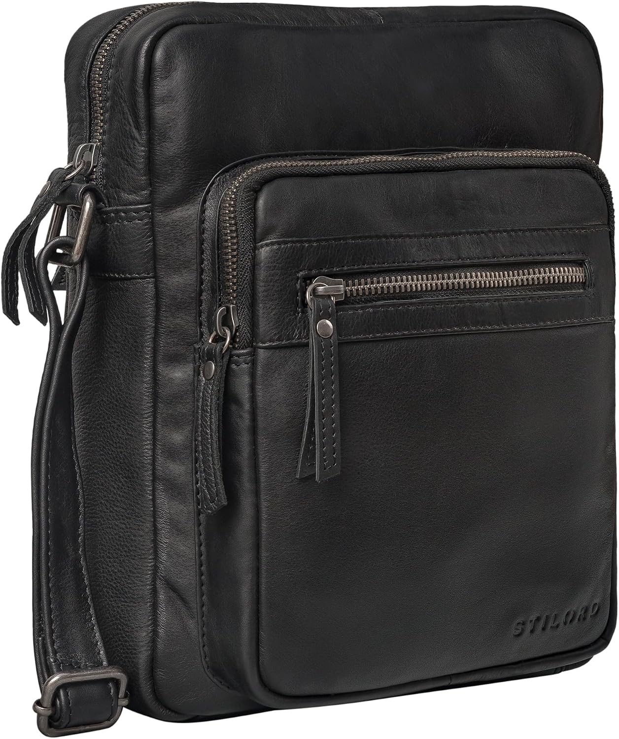 Ringo Sac à bandoulière en Cuir pour Hommes Sac à bandoulière Vintage Crossbody Sac rétro Sac Cuir Hommes Petit Saccoche Couleur:Noir