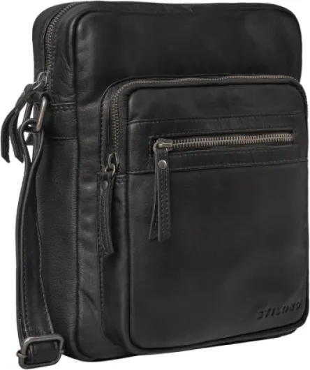 Ringo Sac à bandoulière en Cuir pour Hommes Sac à bandoulière Vintage Crossbody Sac rétro Sac Cuir Hommes Petit Saccoche Couleur:Noir