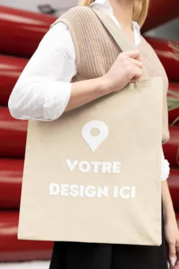 Tote Bag Personnalisable - Sac Coton Personnalisable - Tote Bag A Personnaliser Photo Et Texte - Sac Personnalisé - Sac Tissus - Objet A Personnaliser - Cadeau Personnalisé Femme Beige