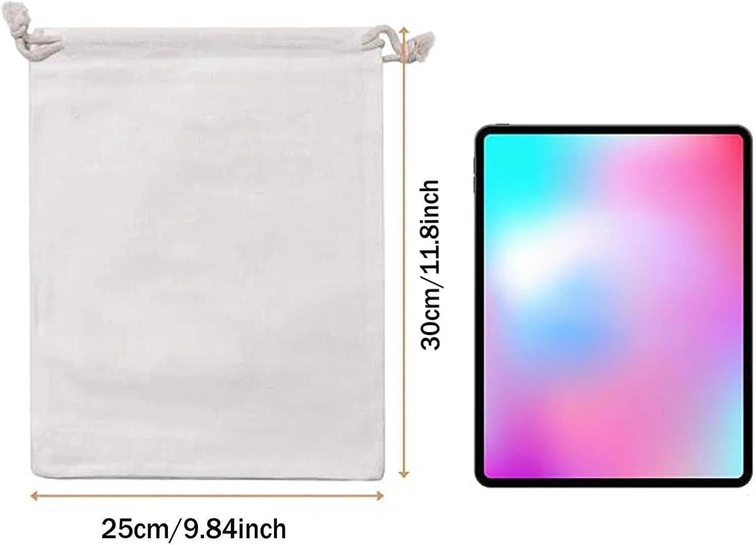 16 Pièces Sacs en Coton à Personnaliser Format Géant (25x30cm), Tote Bags DIY à Cordon, Pour Graffiti, Broderie - Idéal Mariage, Baptême, Calendrier de l'Avent, Cadeaux 25 X 30 Cm 1 stück (16er Pack)