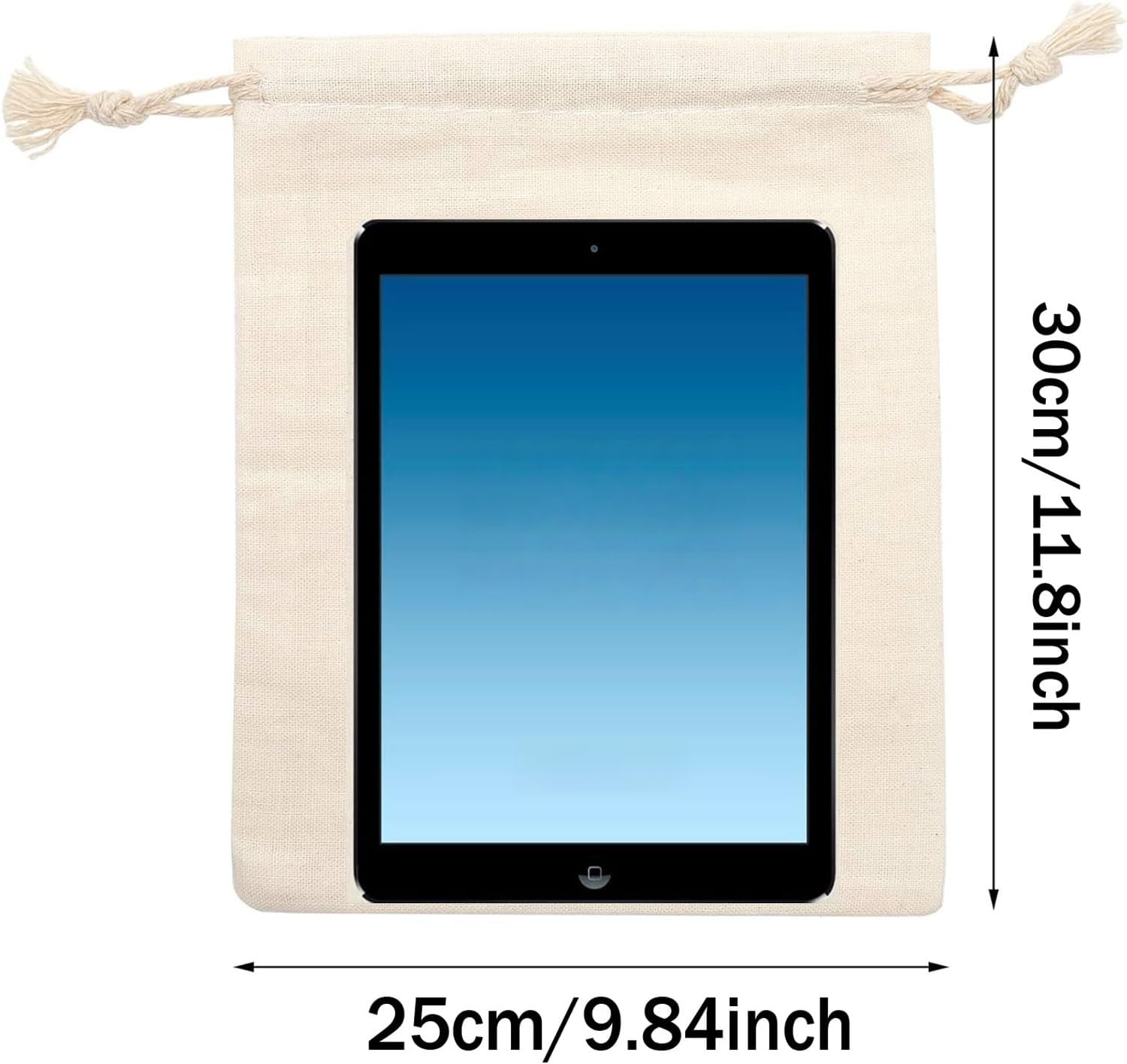 Leylve 8 Sachets en Coton 25x30 cm - Grands Sacs Cadeaux Réutilisables Personnalisables par Vous-Même avec Cordon - Pour Mariage, Anniversaire, Fêtes, Avènement 25 X 30 Cm 8 Pièces