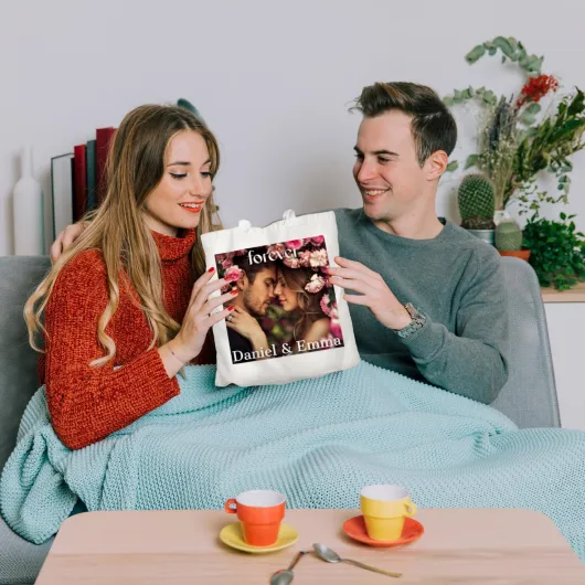 Lepni.me Sac Fourre-tout en Toile Personnalisé - Tote Bag Coton Personnalisable avec Votre Propre Photo Nom ou Texte - Sacs à Main Femme Homme Noir Multicolore M