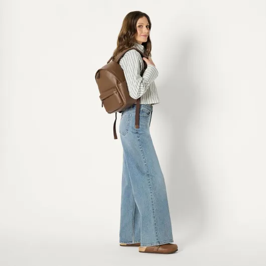 Femme Petit sac à dos en similicuir Taille unique Brun