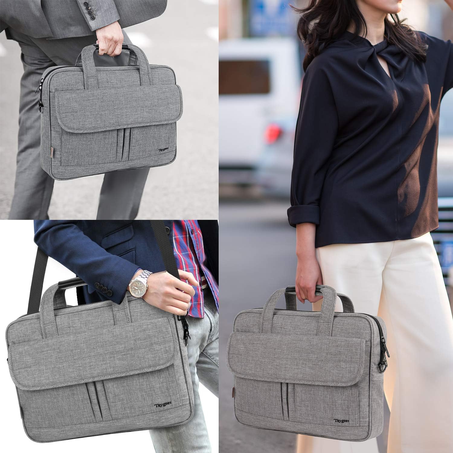 Sacoche Ordinateur Portable 15.6 Pouces Imperméable Mallette Sac à Bandoulière pc Tablette Cartable Cadeau pour Hommes Femmes Collège Cours Travail Affaires Voyage Gris 15.6 Pouces Gris