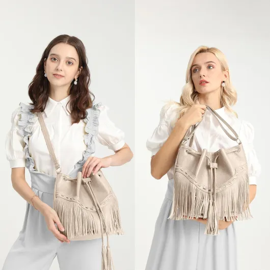 Gladdon Sacs seau en cuir pour femmes, sacs à main à bandoulière pour femmes Blanc