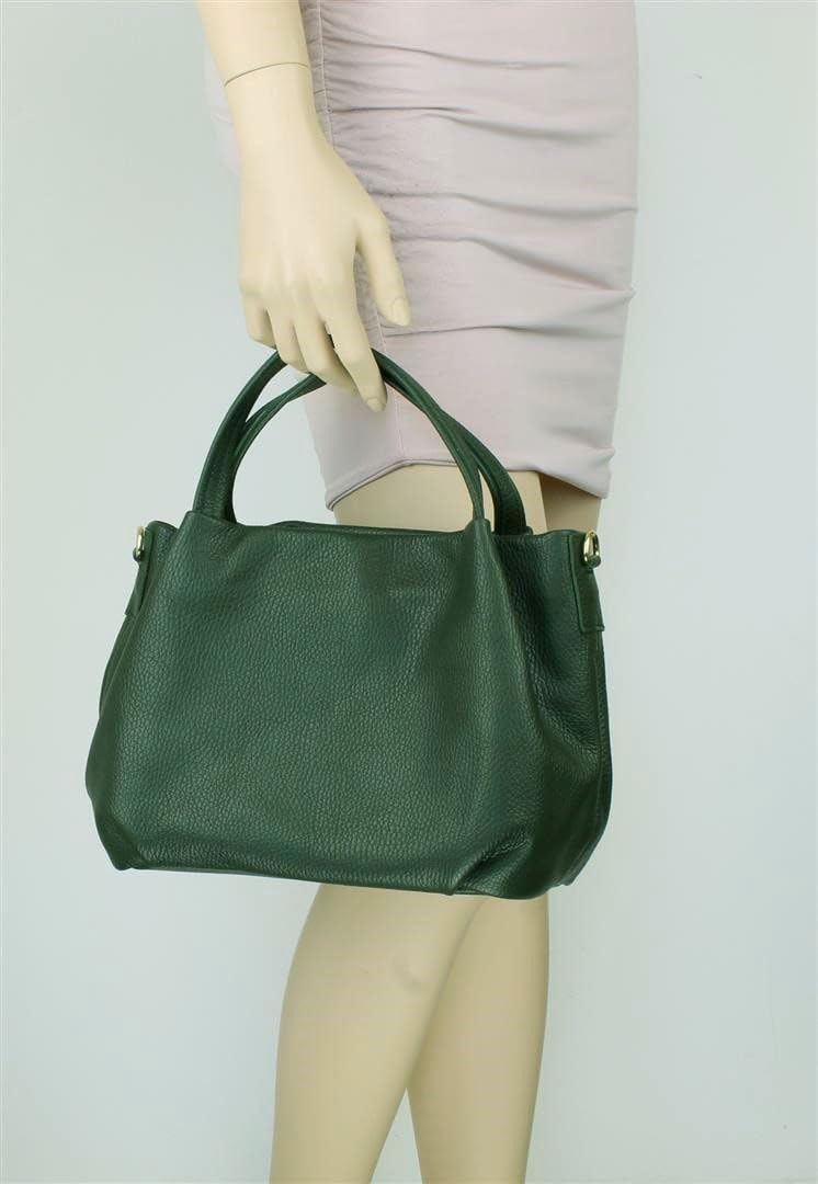 Girly Handbags Femme Sac à main seau en cuir véritable pour femme Forêt Verte