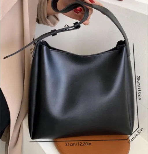 Sac à main fourre-tout rétro en cuir synthétique pour femme - Grande capacité avec poches Noir