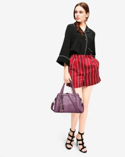 Sac Hobo pour Femme Sacs à Main portés épaule avec Bandoulière Sac a Main en Cuir PU Pourpre