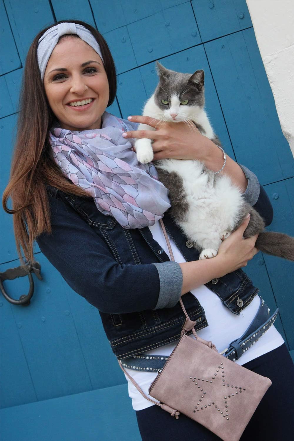 02012235 Mini sac à bandoulière/à main, avec rivets en forme d'étoile, pour femme Noir