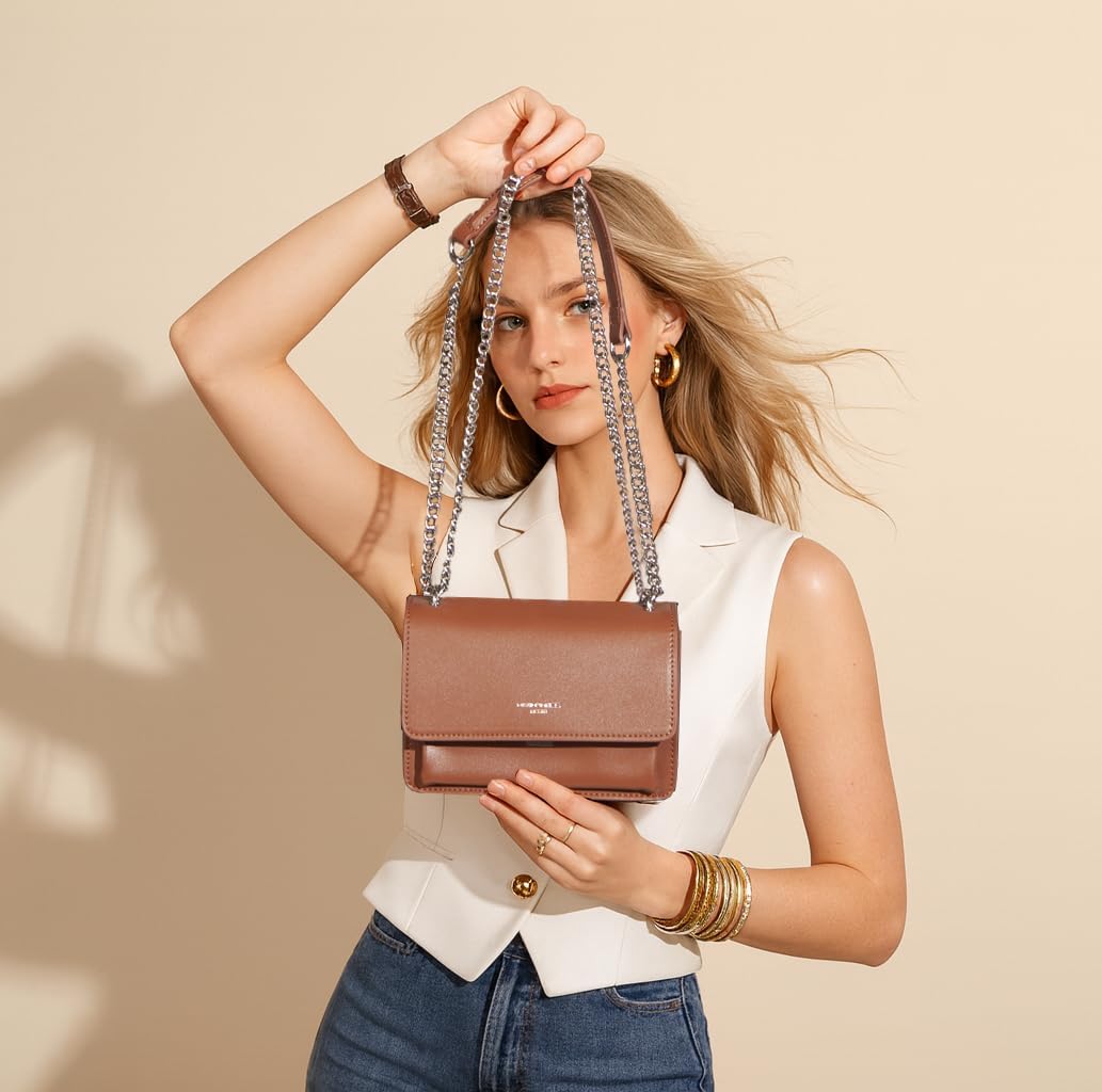 Petit Sac Bandoulière Femme Mini Pochette Téléphone Portable Cuir PU Rigide à Main Chaînes Porté Epaule Besace Rectangle Sacoche Soirée Shopping Ville Tendance Noir, Taille unique