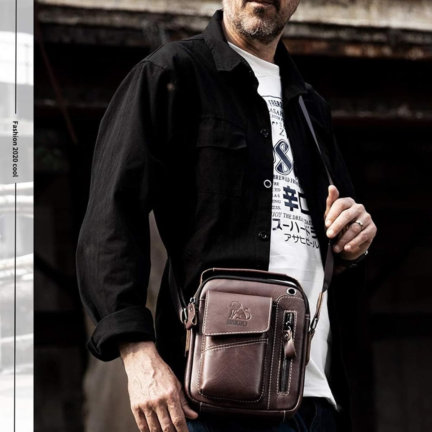 Sacoche Homme Cuir Sacoche Bandouliere Homme Vintage Cartable Sac de Messager Pochette Sac à Bandoulière Sacs Portés Épaule Sacs à Main pour Affaires Travail Voyage Vie Quotidienne Café