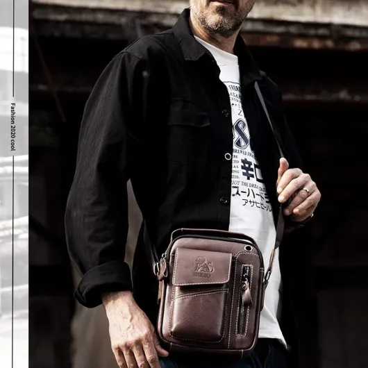 Sacoche Homme Cuir Sacoche Bandouliere Homme Vintage Cartable Sac de Messager Pochette Sac à Bandoulière Sacs Portés Épaule Sacs à Main pour Affaires Travail Voyage Vie Quotidienne Café