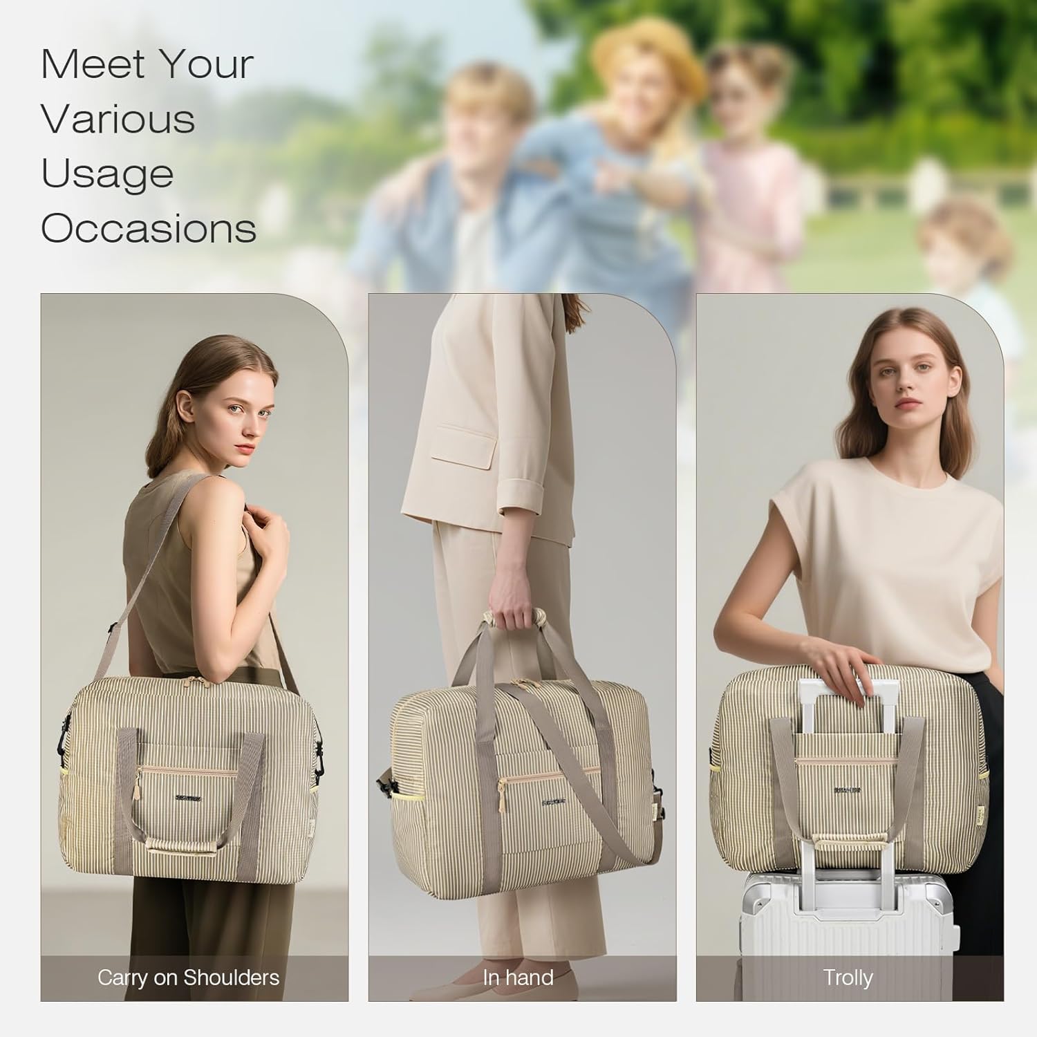 Sac de Voyage Pliable Cabine Avion Bagage Cabine 45x36x20 Easyjet Bagage a Main Pliable Sac de Sport Weekend Maternité Piscine Femme Homme Imperméable 30L pour Voyage Gym Camping Bande Khaki