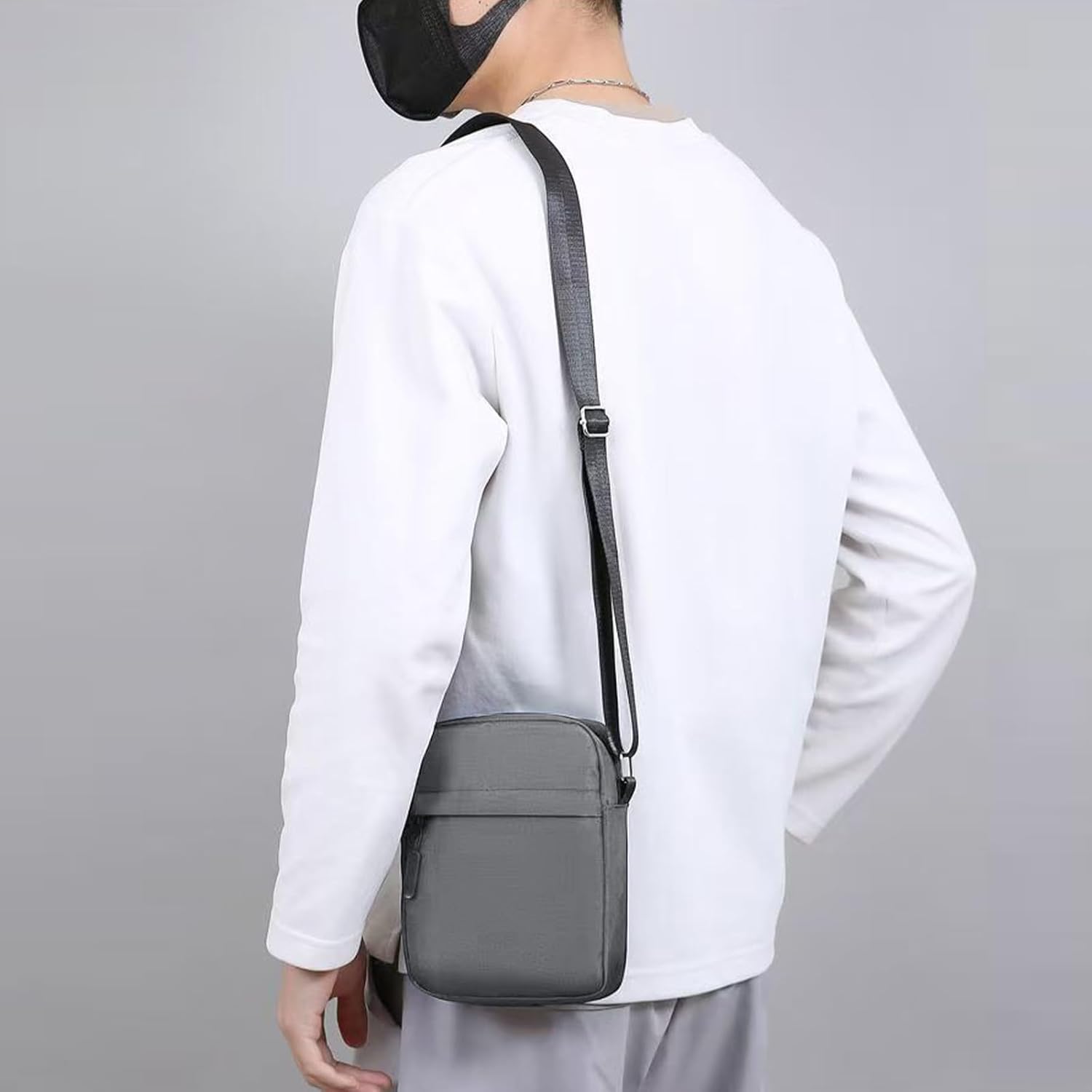 Sac Bandoulière Hommes, Sac de Poitrine Homme, Sac à Bandoulière Étanche, Sacoche Homme Bandouliere, Shoulder Bag Grande Capacité pour Usage Quotidien Voyage Randonnée et Sports #10 Gris-3
