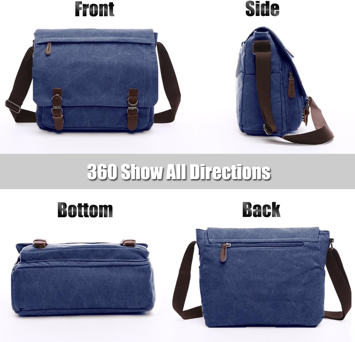 LOSMILE Hommes Sac Bandoulière /d'épaule de toile Sac de messager , 16 pouces Messenger Bag - (Bleu)