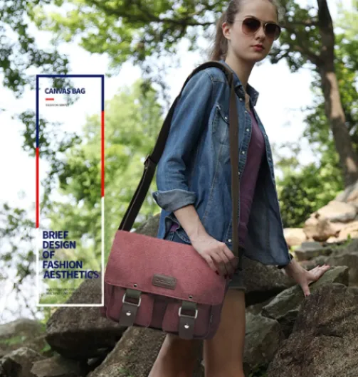 Sac à bandoulière Toile Millésime Unisexe Sac d'épaule Hommes/Femmes Toile Sac Messager, 7.9 Pouces Tablet Sacs Portés épaule, pour Travail, fac, Voyage, Sport Vin Rouge