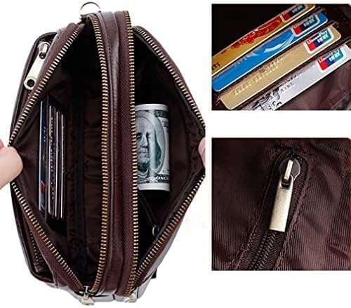 Hebetag Xieben Vintage Cuir Sac à Main Portefeuille D'embrayage Pour Hommes Phone Holder Embrayage Sac De Poignet Wristlet Poche à Monnaie Business Vintag #05café