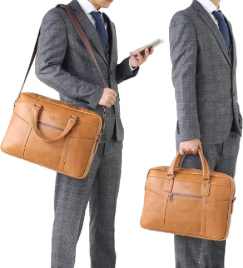 Sacoche en cuir synthétique pour ordinateur 15,6 pouces Sac bandoulière Serviette d'affaires Cadeau, B031-15,6" - marron, 40 * 29 * 9cm, Vintage