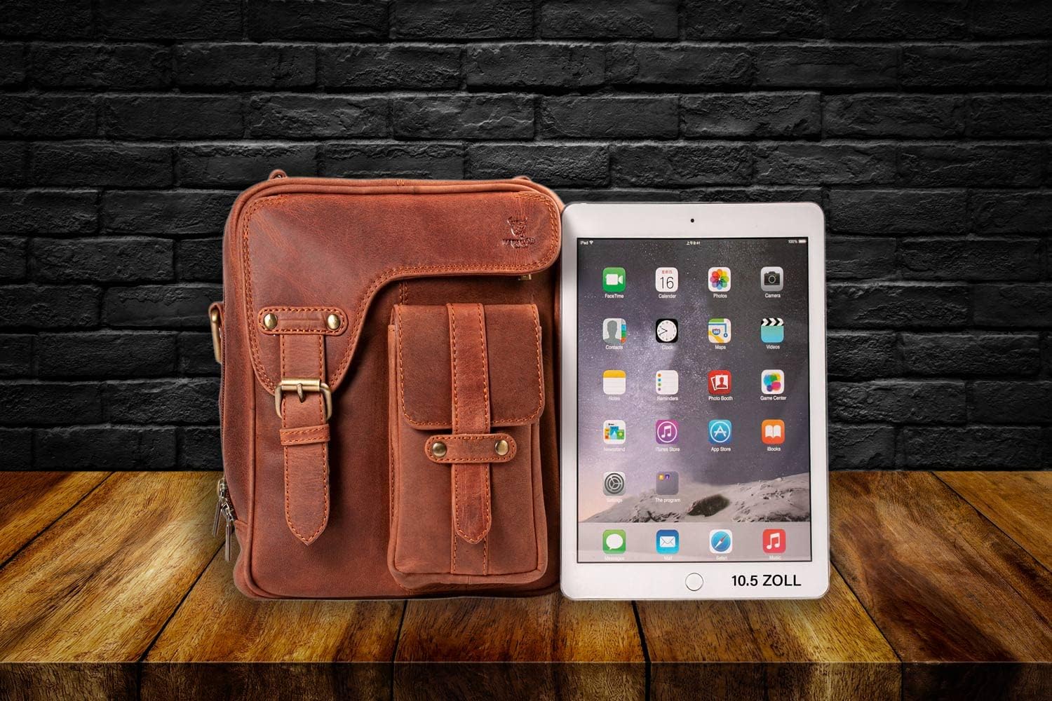 Sacoche Grand Format Homme Bandouliere en Cuir Véritable avec Multipoches Zippé de YKK et Poignée - Sac Bandoulière Homme Fait Main Grande Capacité - Pochette Homme Voyage Sacs Bandoulière Vintage Marron