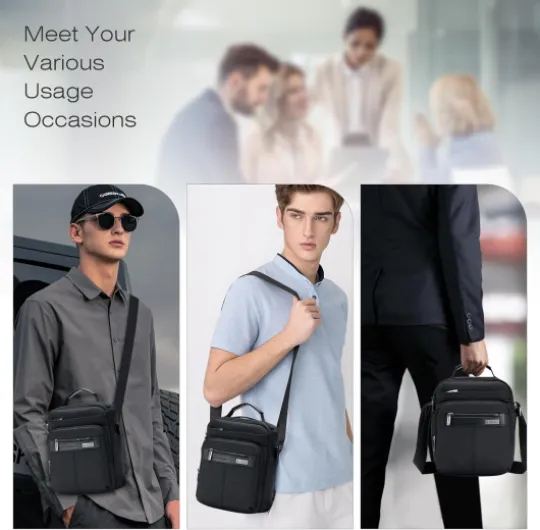 Pochette Homme Sacoche Sacs à Main Sac Bandouliere Sac Besace Sac Porte Epaule Homme Sac Poitrine Sac d'épaule Ipad Messager Sac d'affaires Porte-document Crossbody Cadeau Modèle Vertical-noir -089