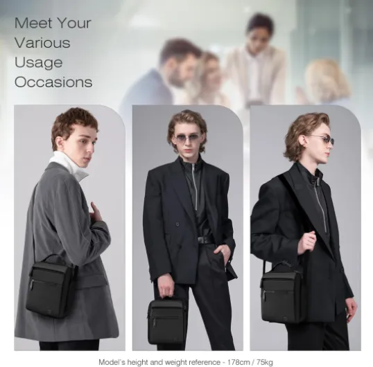 Sacoche Bandoulière Homme - Petit Sac à Main, Besace, Pochette - Sac D'épaule - Cadeau pour Homme Modèle Horizontal-noir-645