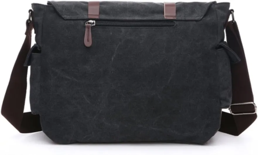 LOSMILE Sac d'Épaule Homme en Toile - Messager Bandoulière, 16 Pouces L L-noir