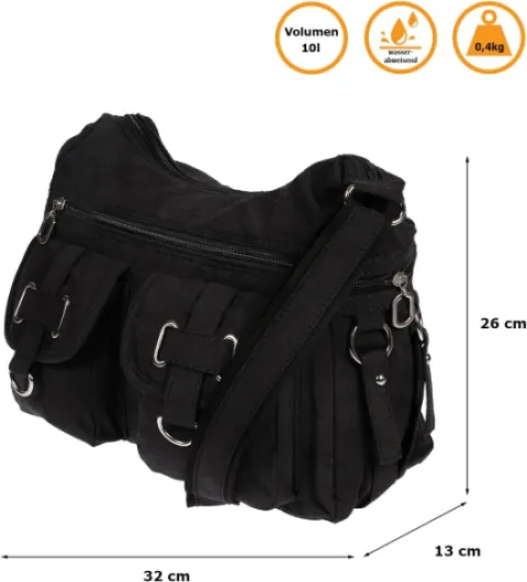 Christian Wippermann , Sac pour femme à porter à l'épaule Noir Noir 32 x 26 x 13 cm