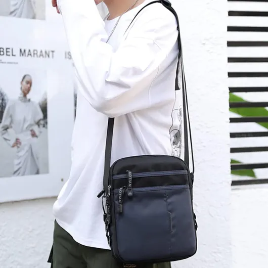 Sacoche Homme Sac a Main Homme Sacs D'épaule Sac Bandouliere Hommes en Nylon Sacoche Besace Messenger Bag Sac d'affaires Crossbody Sac de Voyage Travail et Scolaire Bleu