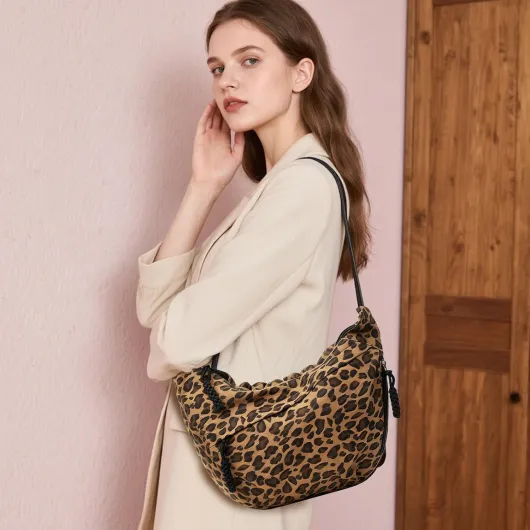 Grande Sac a Main Femme Bandouliere, Leopard Sac Bandoulière Femme, Réglable sac Leopard, pour Les Voyages, Les Courses, Le Travail