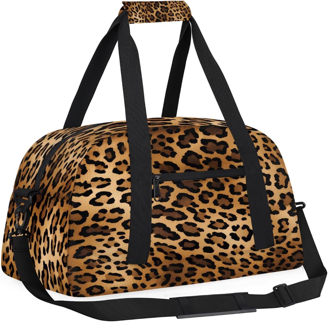 Sac de sport de voyage pour homme et femme, résistant à l'eau, sac de sport, sac de week-end, sac à main de nuit, Imprimé léopard rétro