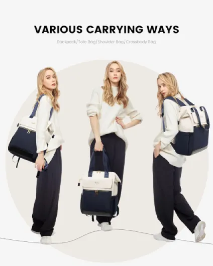 Sac à dos bleu, sac à dos scolaire fille avec compartiment pour ordinateur portable 15,6 pouces, sac à dos femme 2 en 1, sac à dos de voyage imperméable femme élégante, beige-bleu Beige et Bleu Foncé 15.6"