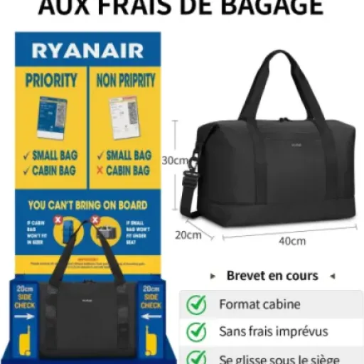 Test ECOHUB Sac de Voyage 40x30x20: le sac cabine Ryanair qui s'adapte à vos escapades