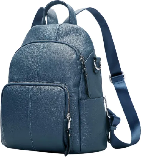 Sac à Dos Femme Cuir Véritable Anti-vol Mode Loisir Élégant Chic Sac porté Épaule Daypack Moyen / Bleu Indigo