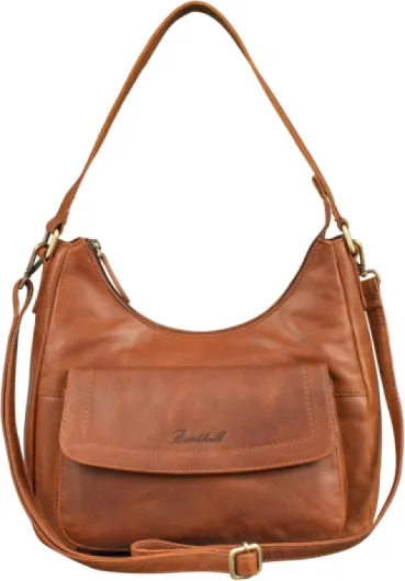 Benthill Sac à main Femme Cuir véritable - Sac à bandoulière en cuir de vache véritable - Sac à bandoulière avec fermeture éclair - Sac en cuir avec anse & bandoulière Marron