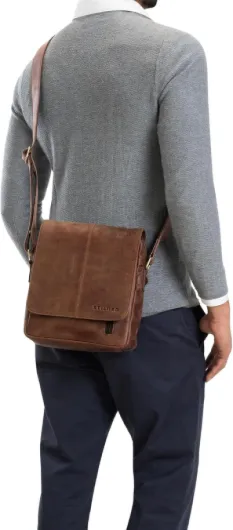 Matt Sacoche Homme Cuir Petit Sac Bandoulière Homme Cuir Véritable Besace Pochette Sacs à Main Vintage Sacs d'épaule pour Business Voyage, Tablette 9,7 Pouces Couleur:Mocca - Marron foncé Messina - Marron