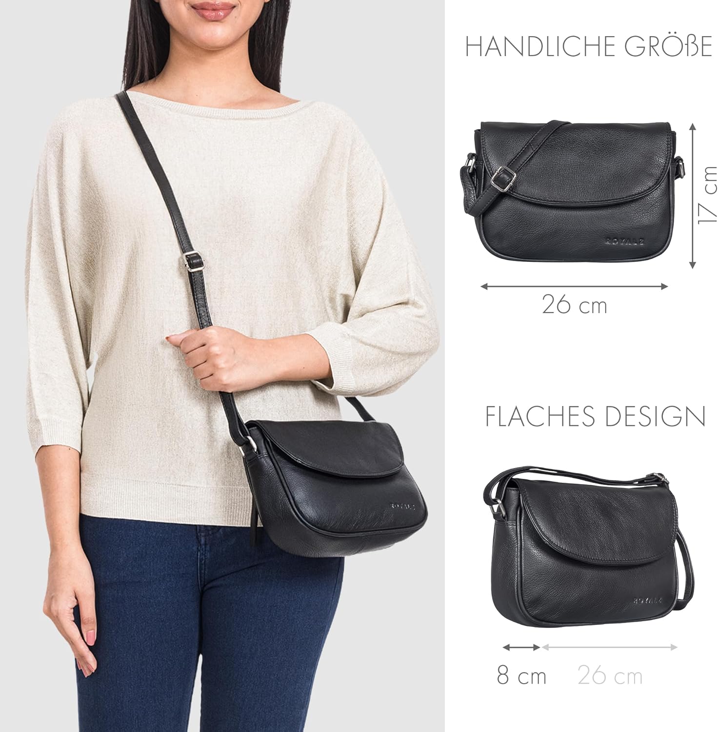 "Vermont Vintage Cuir Sac à main Femmes Cuir Véritable Sac Epaule Petit Cuir Fête Soirée City Sac Noir