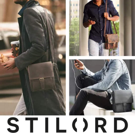 Nevio Sacoche pour Hommes en Cuir - Petite Messenger Bag Élégante Vintage - Sac à Bandoulière pour Tablette 10.1" Besace pour iPad en Cuir Véritable Couleur:Noir Kreta - Brun