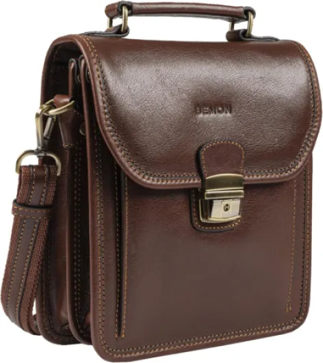 BEMON Sacoche Nino en Cuir Homme, Porté main ou bandoulière Marron