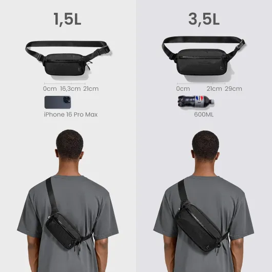 3,5L X-Pac Sacoche Bandouliere avec Protection RFID, Sac Bandoulière Léger et Imperméable pour Hommes et Femmes, Petite Sacoche de Voyage Quotidien, Sac de Poitrine Sling Bag Noir X-pac Noir 3.5 L