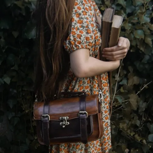 Sac Bandoulière pour Femme Sac à Main Vintage Sac Porté Epaule Rétro Sac Messenger pour Femme Marron 2