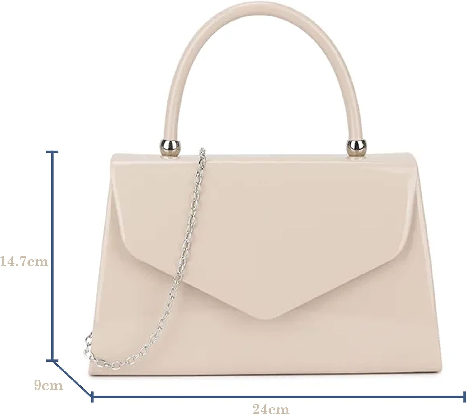 Fi9® BNWT Sac fourre-tout rétro en cuir verni pour mariage, soirée, fête, sac à main Nude Pâle