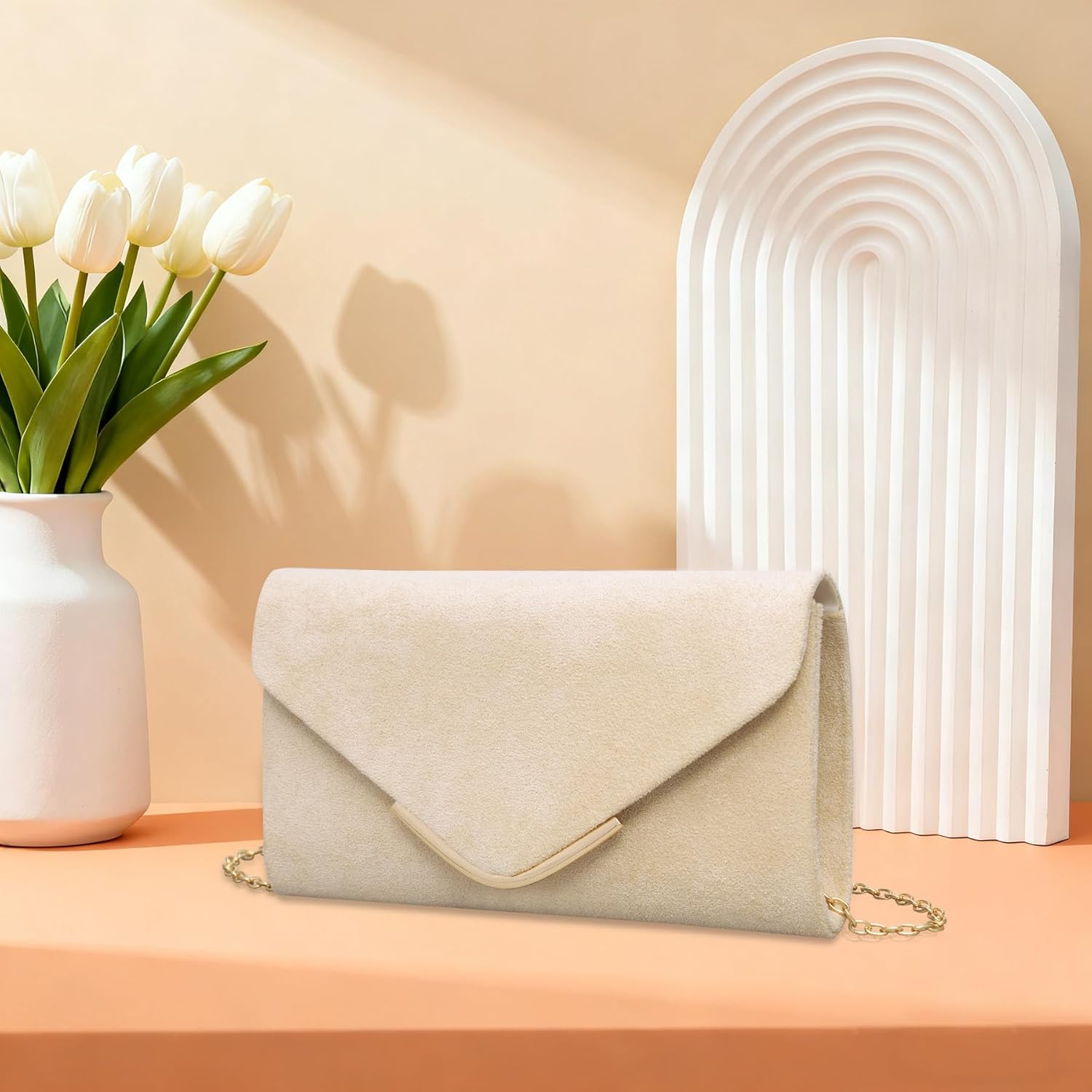 Pochettes et Clutches Femme,Sac a Main Elégante avec Bandoulière Détachable Sacoche Femme Nude2