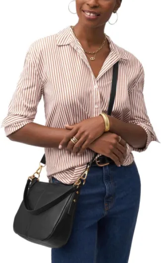 Jolie Black Leather Crossbody bag pour femmes Noir Foncé