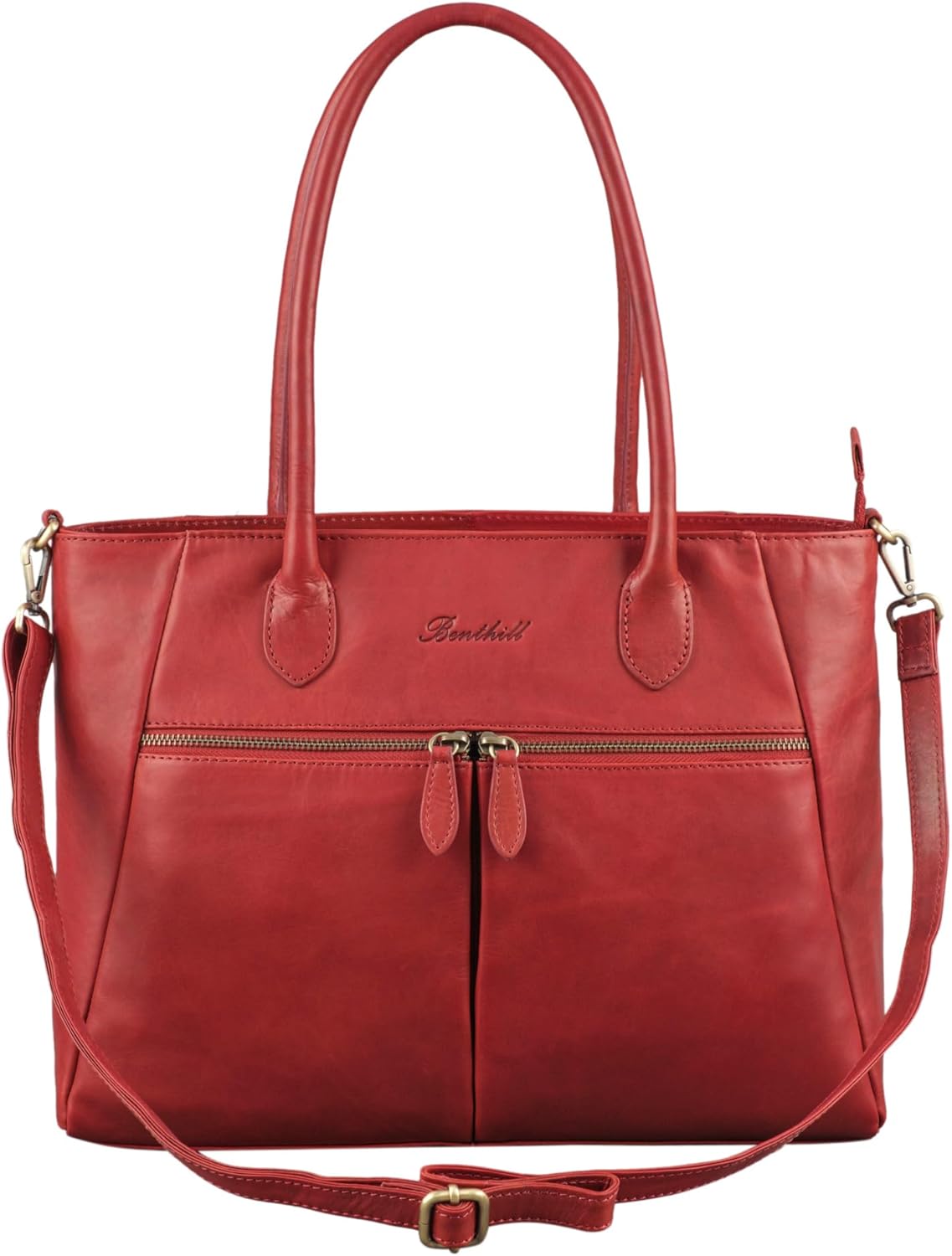 Benthill Femme Sac à main en cuir - Sac en cuir de haute qualité - Grand sac classique Femme/Shopper - Sac à bandoulière élégant Rouge