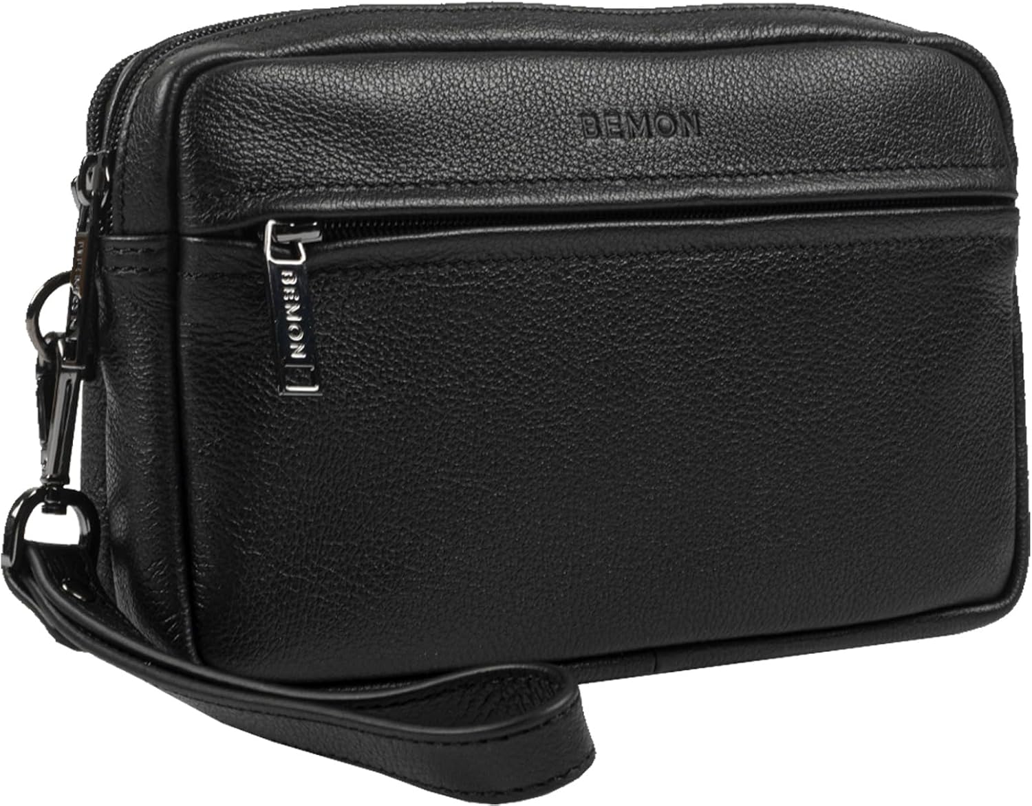 BEMON Pochette en cuir grainé pour homme Enzo, porté main, 15 x 23 x 4 cm