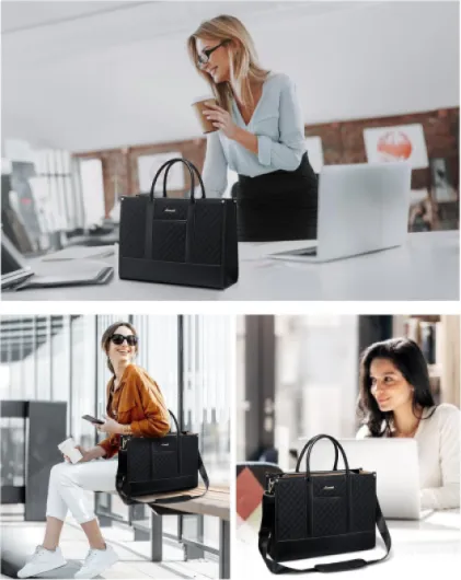 Sac Cabas Femme, Grand Sac à Main Sacs Ordinateur, PU Cuir Imperméable Tote Bag Les Cours Lycee Sac Bandoulière portés épaule Travail Etudiante Affaires 17 pouces Noir